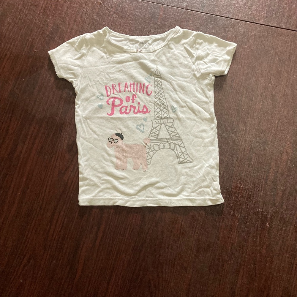 Dreaming of Paris Kids Shirt - White & Pink (With a dog)